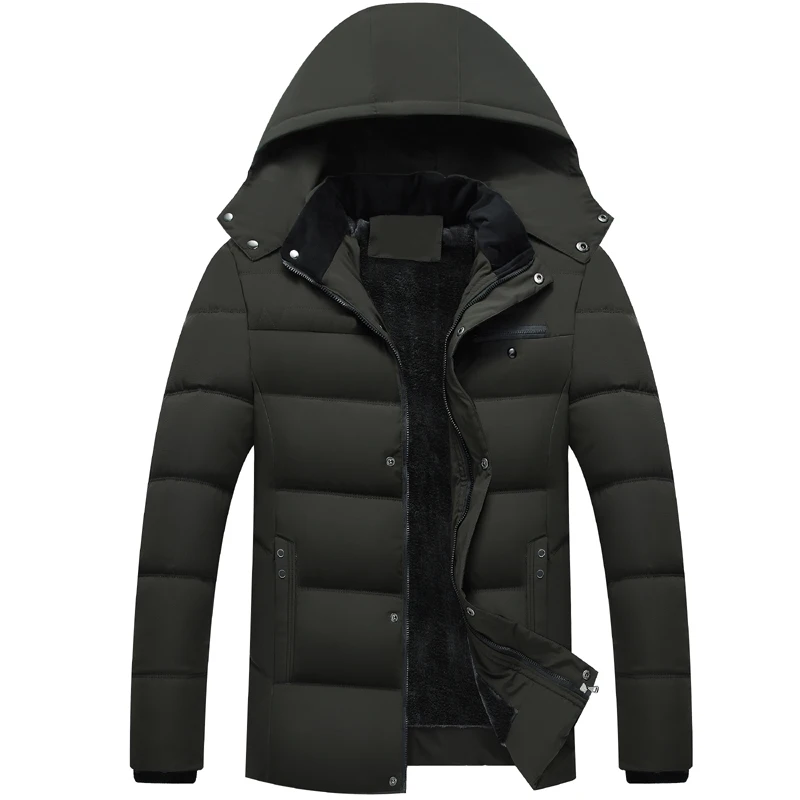 Разборчивого Для мужчин куртка пальто толстые теплые зимние куртки Для мужчин парка верхняя одежда с капюшоном с хлопковой подкладкой, повседневная куртка - Цвет: 153 jun lv