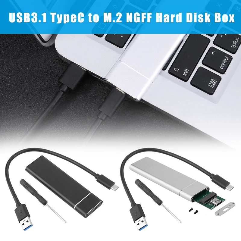 

USB 3.1 Type C to M.2 PCIe SSD Enclosure Adapter Case Box for SATA SSD