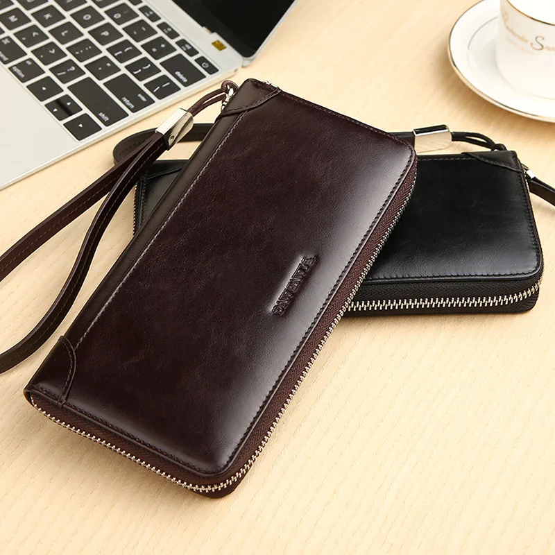 

ManBang MEN'S Wallet Long Wallet Leather Wallet Genuine Leather First Layer Leather Wallet Men's Zipper Youth Business Clutch Ba