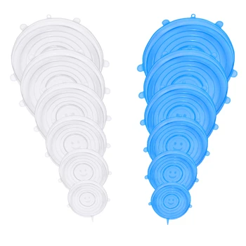 

6pcs Silicone Stretch Lids Bowl Pot Dish Universal lid Reusable Cookware Lids Food Fruit Seal Wrap Cover Kitchen Accessories