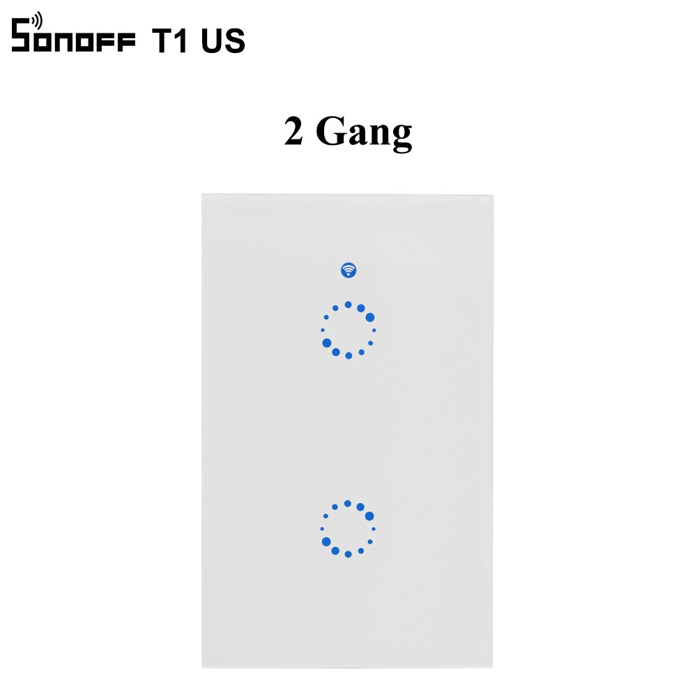 SONOFF T1 TX EU/US/UK базовый Wifi умный дом переключатель сенсорный экран пульт дистанционного управления RF/Voice/APP с Google Home Alexa - Комплект: Sonoff T1 US 2 Gang