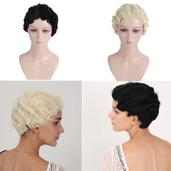 

MANWEI Wig Synthetic Hair Heat Resistant Short Wigs for African American Women Cosplay Wig