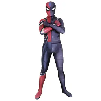 

Adult Kids Spiderman Far From Home Costume Iron Spiderman Peter Parker Cosplay Jumpsuit Zentai Superhero Halloween Outfit Suit