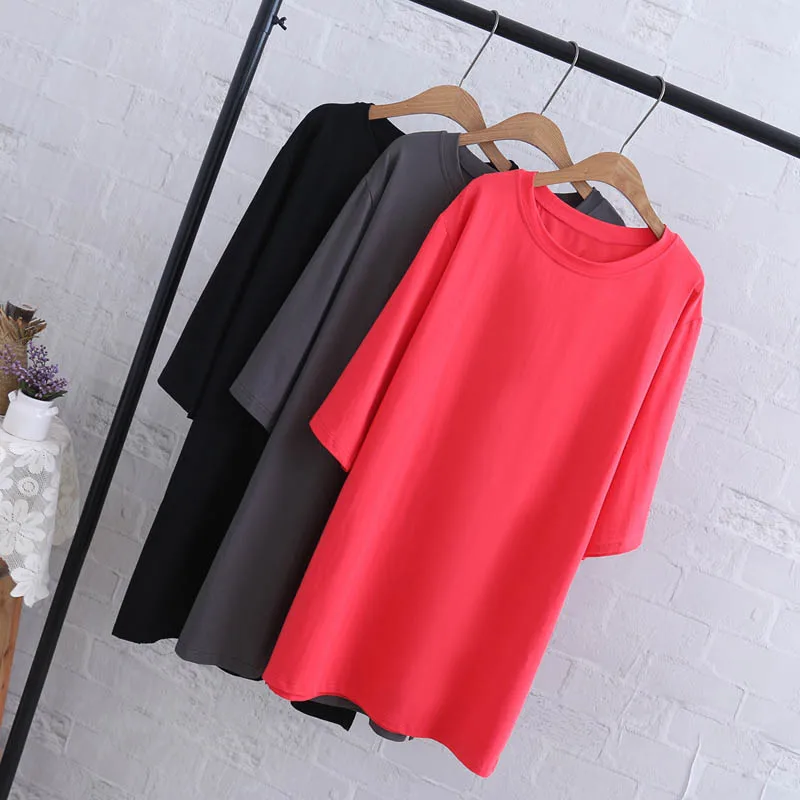 Летняя футболка для женщин размера плюс, обхват груди 150 см, 6XL, 7XL, 8XL, 9XL, женская футболка красного, серого, черного цветов