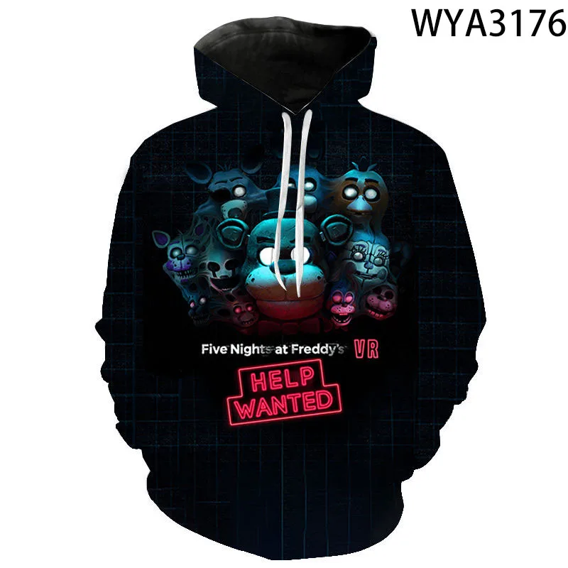 Fnaf-Sudadera con capucha para hombre y mujer, ropa de calle de manga larga, con estampado 3D, informal, a la moda, novedad de 2020