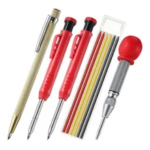 Crayons de charpentier marqueurs et poinçon central automatique, outil de marquage pour la Construction 10 pièces