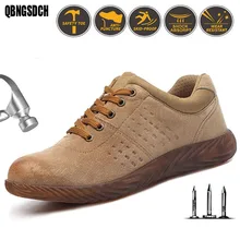 Новые рабочие ботинки мужская и женская кожаная противопожарная обувь со стальным носком Мужская защитная обувь с защитой от проколов, маслостойкая обувь с перфорацией, размеры 38-46