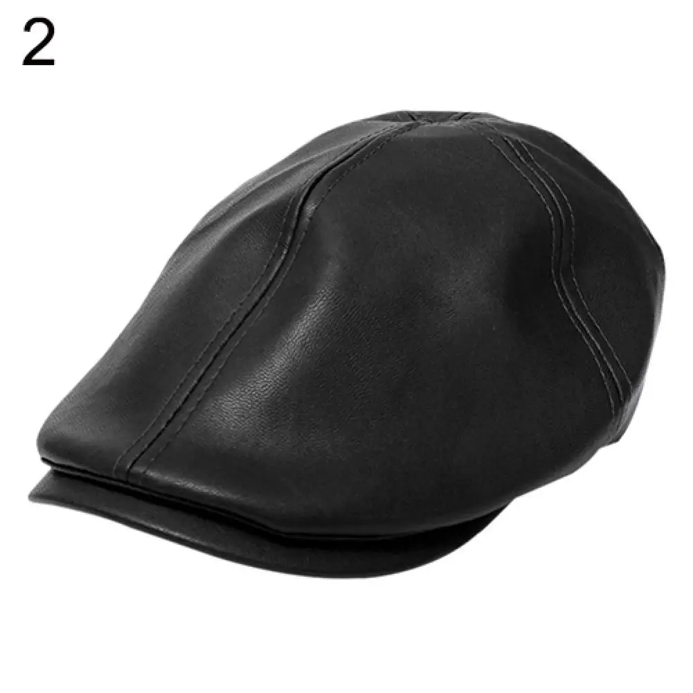 barrette hat mens Berets Men's Women's Faux Leather Peaked Cap Newsboy Bonnet Beret Cabbie Gatsby Flat Golf Hat leather beret hat mens Berets