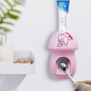 

Lazy Artifact Wall Mounted Toothpaste Squeezer for Bathroom Automatic Toothpaste Dispenser Cute Dust-proof Toothbrush Holder