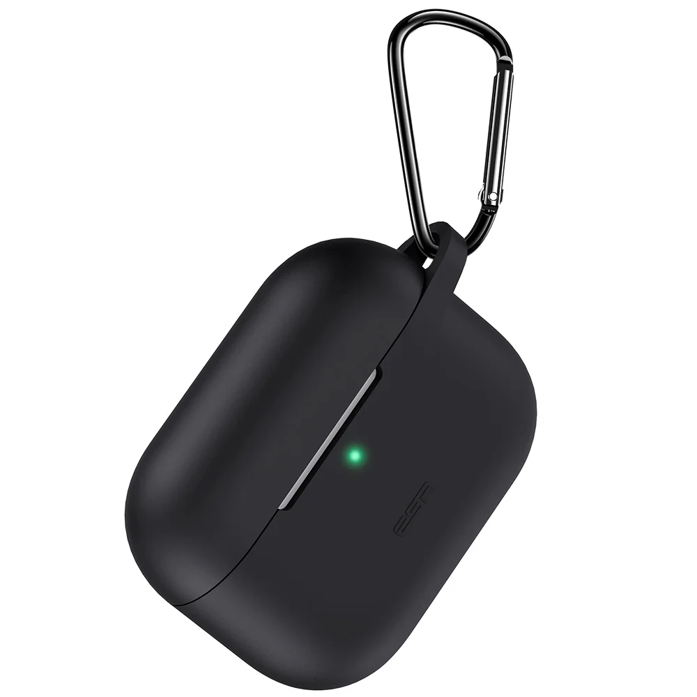 Силиконовый чехол ESR Bounce для Airpods Pro, мягкий тонкий кожаный чехол, амортизирующий защитный чехол с брелком для AirPods Pro - Цвет: Black
