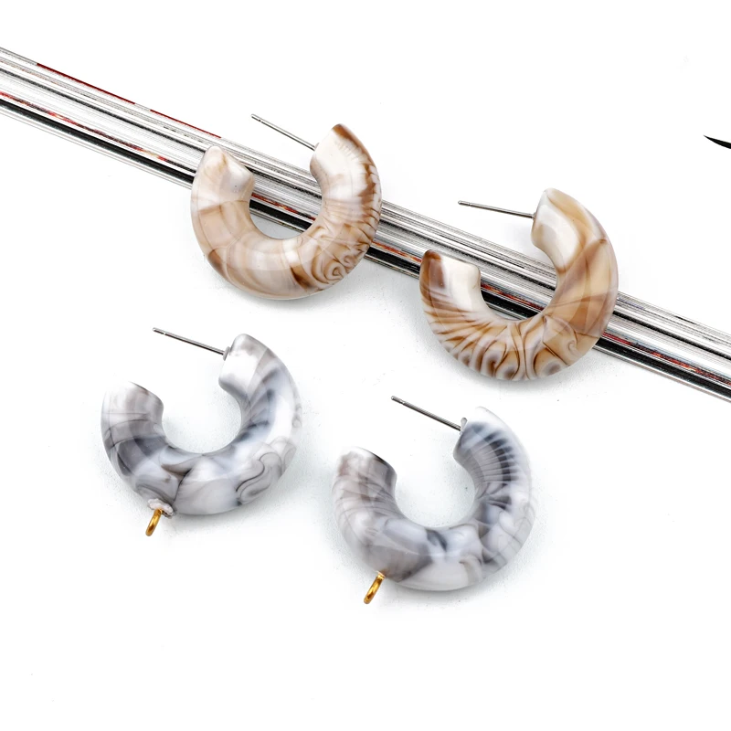 

6pcs Modern Grey Resin Earring Base Charms Connector Findings DIY Fashion Dangle Earring Ear Drop Jewelry Accessories C212