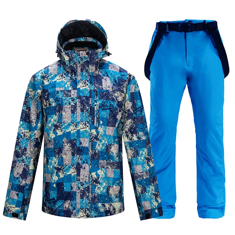 Мужской лыжный костюм толстый теплый открытый лыжный костюм и куртка для сноуборда брюки наборы водонепроницаемая куртка и ветрозащитные брюки Рыболовный набор - Цвет: color 14