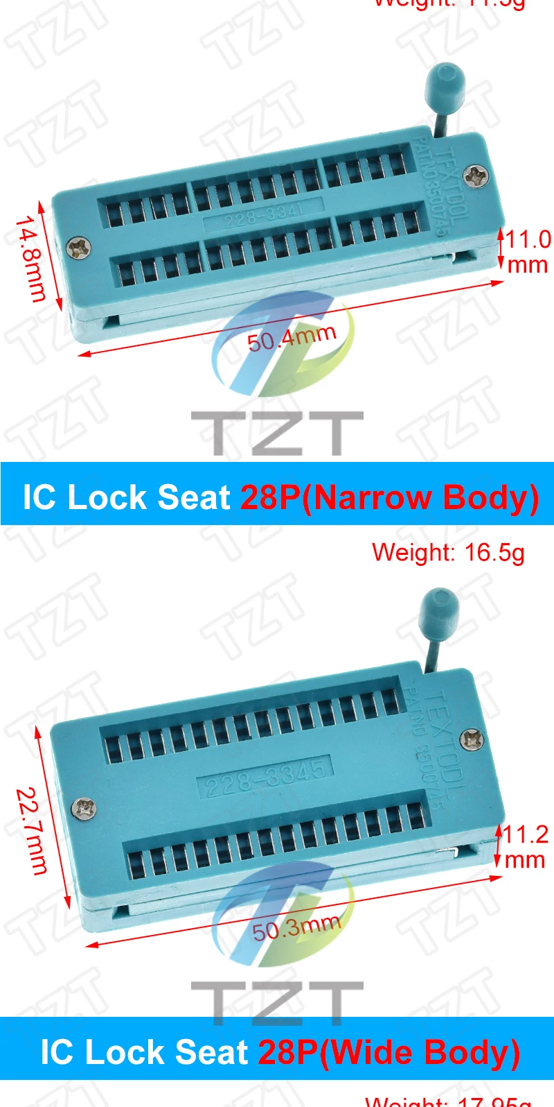TZT 1/3PCS 14 16 18 20 24 28 32 40P Pin 2,54 MM Grün DIP Universal ZIF IC Sockel Test Solder Typ IC lock seat ringing sockel – Detail 6