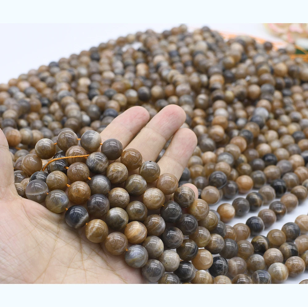 Natural Genuine Stone Beads Mix Moonstone Sunstone Round Loose Beads For DIY Jewelry Making Bracelet Accessories 15'' 4/6/8/10mm