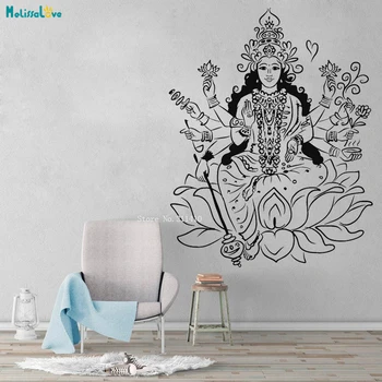 

Large Size God Vinyl Wall Decal Indian Goddess Hinduism Lotus Om Meditation Stickers Cool Exquisite Poster YT4190