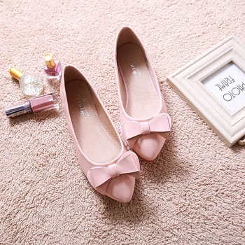 

2020 Ladies Sweet Flats Cute Summer Shoes TPR soft Sole Ballet Dancing Shoes with Bow Patent Leather Slip-on
