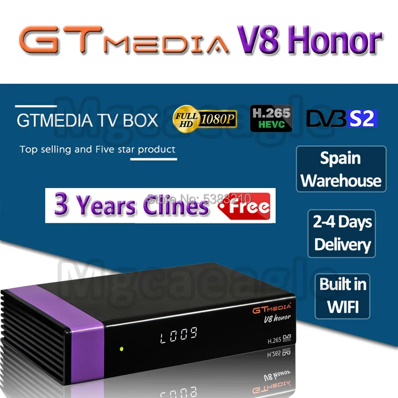 1080P HD DVB-S2 GTmedia V8 Nova Cccam Cline спутниковый ТВ приемник встроенный wifi power by Freesat V8 супер 3 года Европа Cline - Цвет: V8 Honor