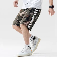 Брендовые мужские камуфляжные шорты, полиэфирные свободные шорты оригинального дизайна, мужские шорты для бега в стиле хип-хоп, летние спортивные шорты