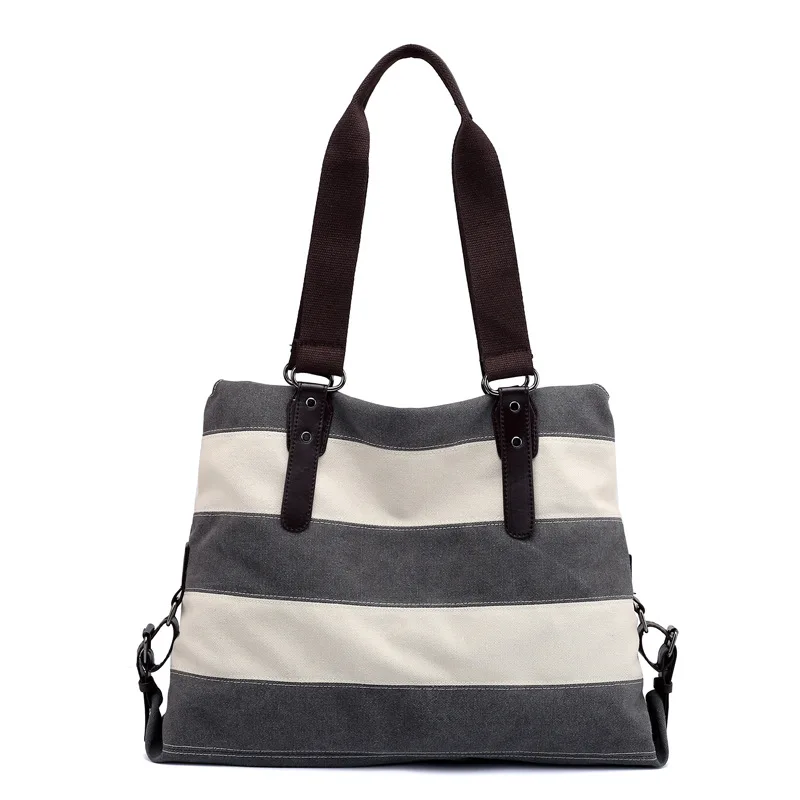 Женская Холщовая Сумка модная сумка Повседневная универсальная сумка на плечо женские полосы контрастных цветов женская сумка