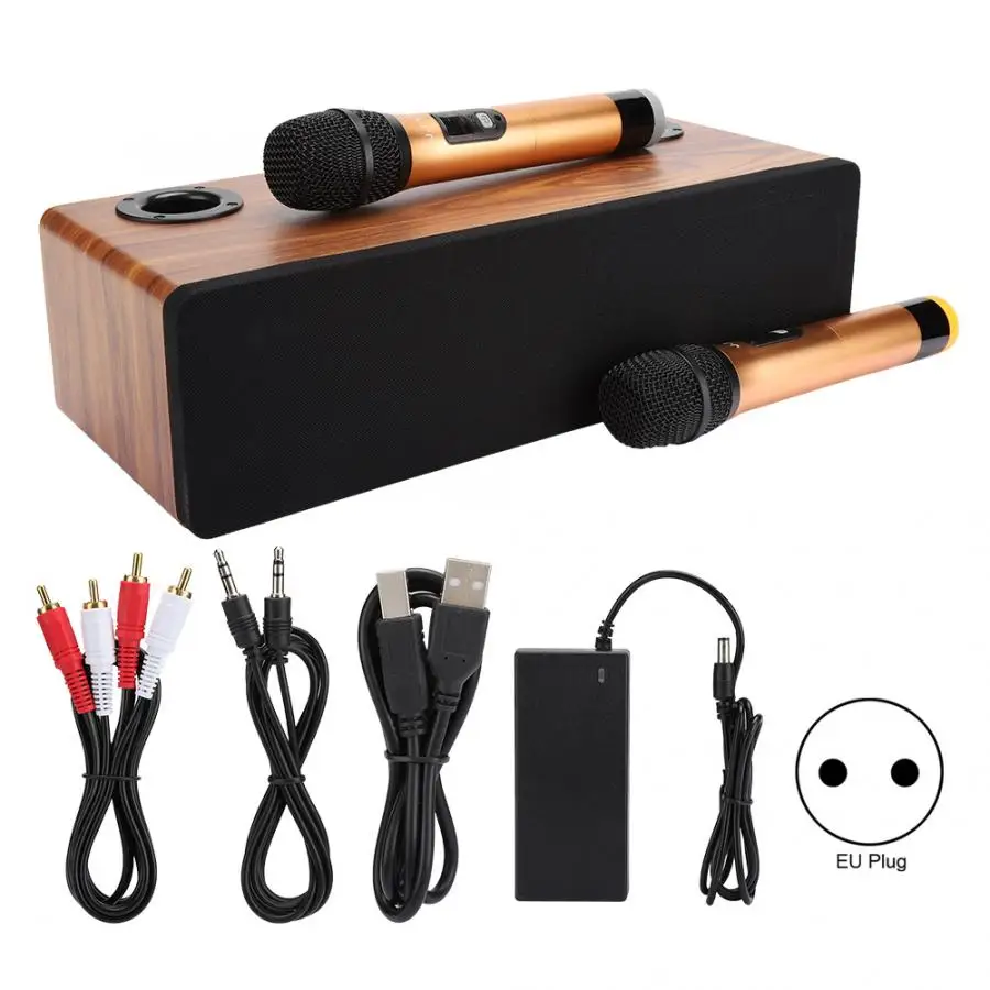 EU Plug Bluetooth домашний аудио набор с беспроводным микрофоном для мобильного телефона караоке(110-240 V - Цвет: EU Plug
