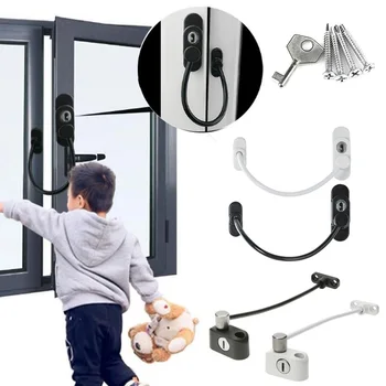 

Urijk Window Security Chain Lock Multifunctional Restrictor Children Safety Anti-Theft Lock For Home Sliding Door Furniture Lock