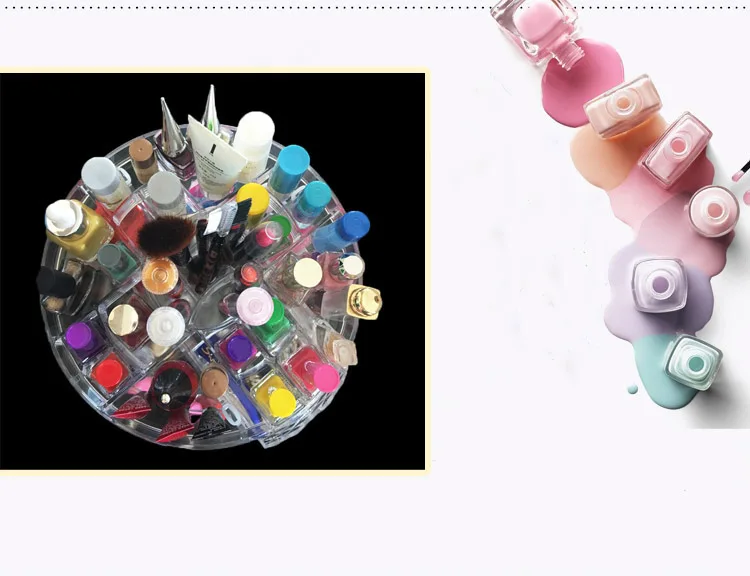 NEW 360-degree Rotating Drawer Makeup Storage Box Brush Holder Jewelry Organizer Case Transparent Acrylic Cosmetic Organizer Box