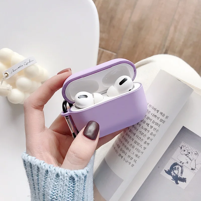 Purple Чехол для Apple Airpods Pro, беспроводной Bluetooth чехол для наушников, мягкий ТПУ чехол ярких цветов для Air Pods Pro 3, чехол с крючком - Цвет: Purple