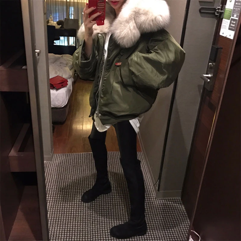 Новинка 2019, женский зимний пуховик, куртка из хлопка, негабаритная шикарная куртка, имитация лисьего меха, с капюшоном, с воротником, парка