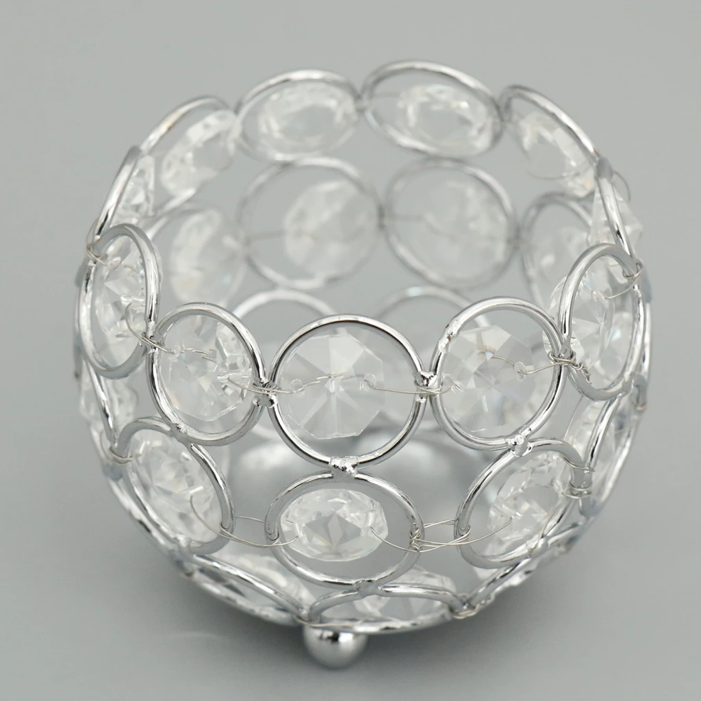 Crystal Tealight Candle Lantern Holders Gold Silver Candlesticks for Wedding Xmas Party Dinner Table Centerpieces Home Decors