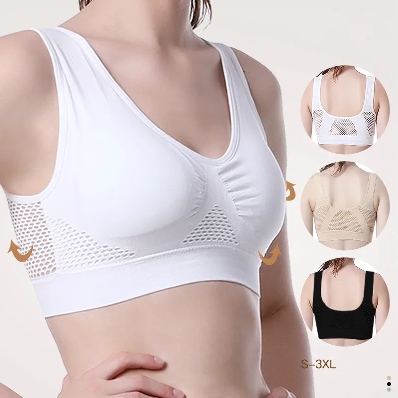 

Breathable Hollow Out Bralette Seamless Push Up Bras for Women Underwear Sports Mesh Bra Lady Wireless Lingerie Plus Size