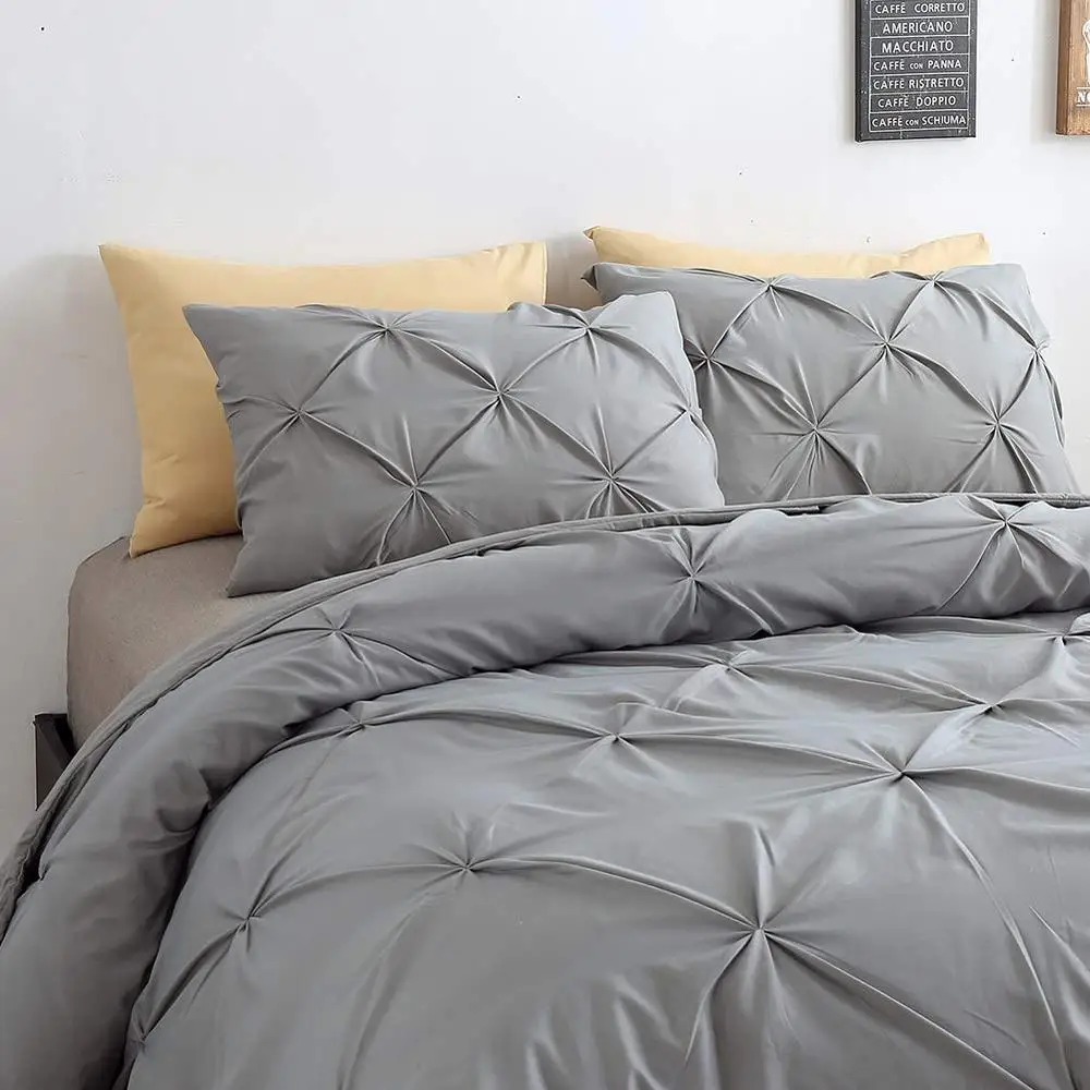 light gray Эластичный пинч плиссированный стиль Модный Королева и король off Белый Серый 3 шт. набор пододеяльников для пуховых одеял с застежкой-молнией комплекты постельного белья - Цвет: light gray