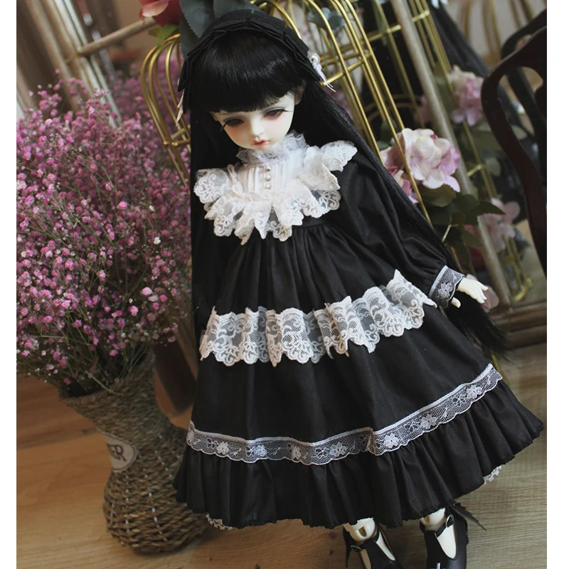 1/6 1/4 1/3 BJD платье Кукла Черное длинное платье для 1/6 1/4 1/3 BJD Blyth платье куклы аксессуары BJD платье+ повязка для волос