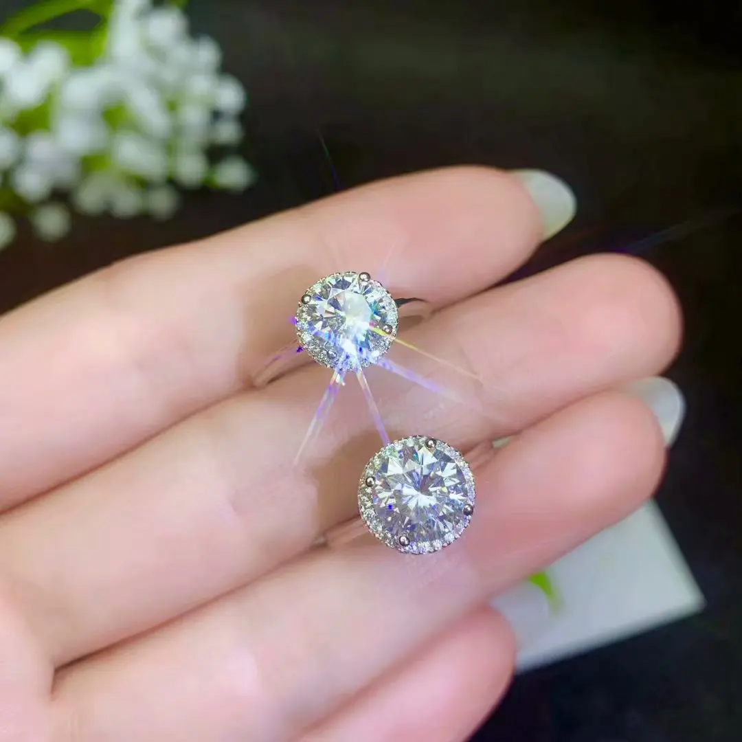 Moissanite новое кольцо, серебро 925 пробы, красивый цвет, сверкающий, 1 карат 2 карат Алмазный Муассанит