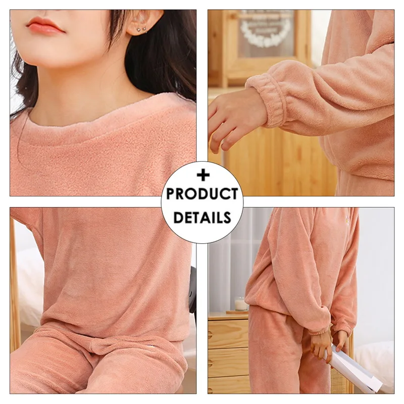 2021 New Home Pajamas For Couples Set Thick Warm Coral Fleece Homewear Winter Lounge Soft Loose Pajamas Women Home Clothes Suits white cotton pyjamas