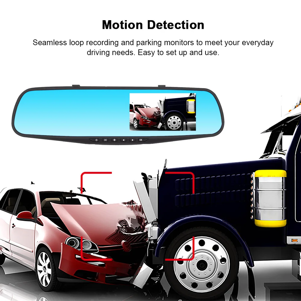 Tanie Night Vision samochód Dvr lusterko wsteczne z kamerą cyfrowy rejestrator wideo Auto kamera Dash Cam FHD 1080P z dwoma len rejestrator