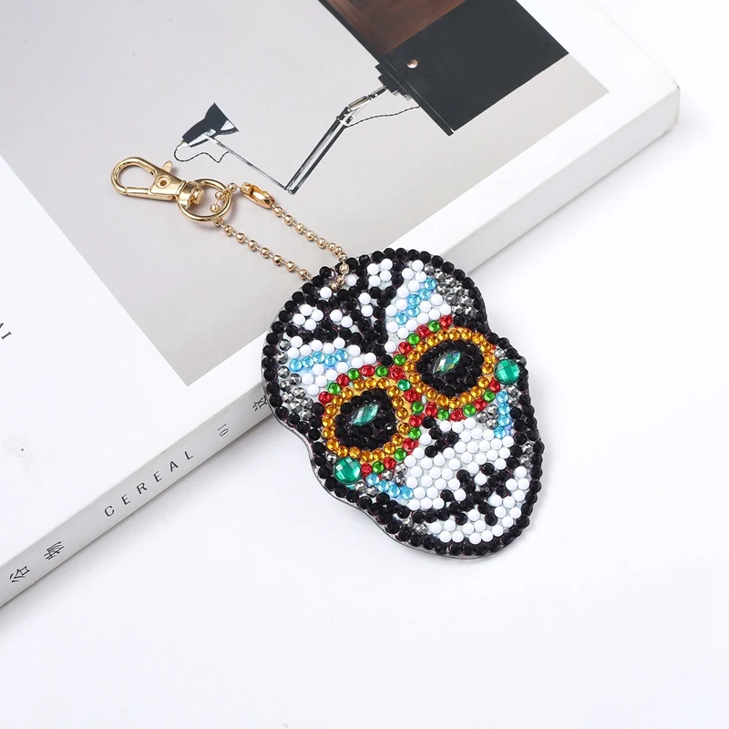 5Pcs DIY Full Special Shaped Diamond Painting Skull Keyring Keychains Unique Shining Full Drill Rhinestones Craft Gifts