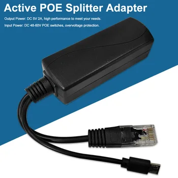 

For Surveillance Camera Portable Practical 100 MHz Active POE Splitter Adapter 48V To 5V 2A Compact Business Home Micro USB