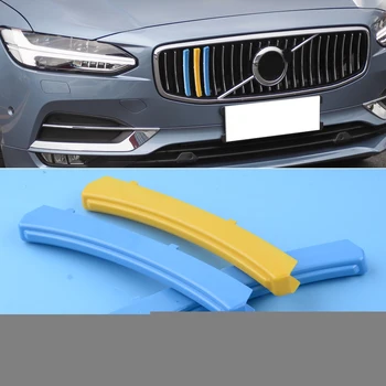 

CITALL ABS 3pcs Three Color M Net Front Center Grille Grill Cover Trim Strips Stickers Fit for Volvo S90 V90 2017 2018 2019