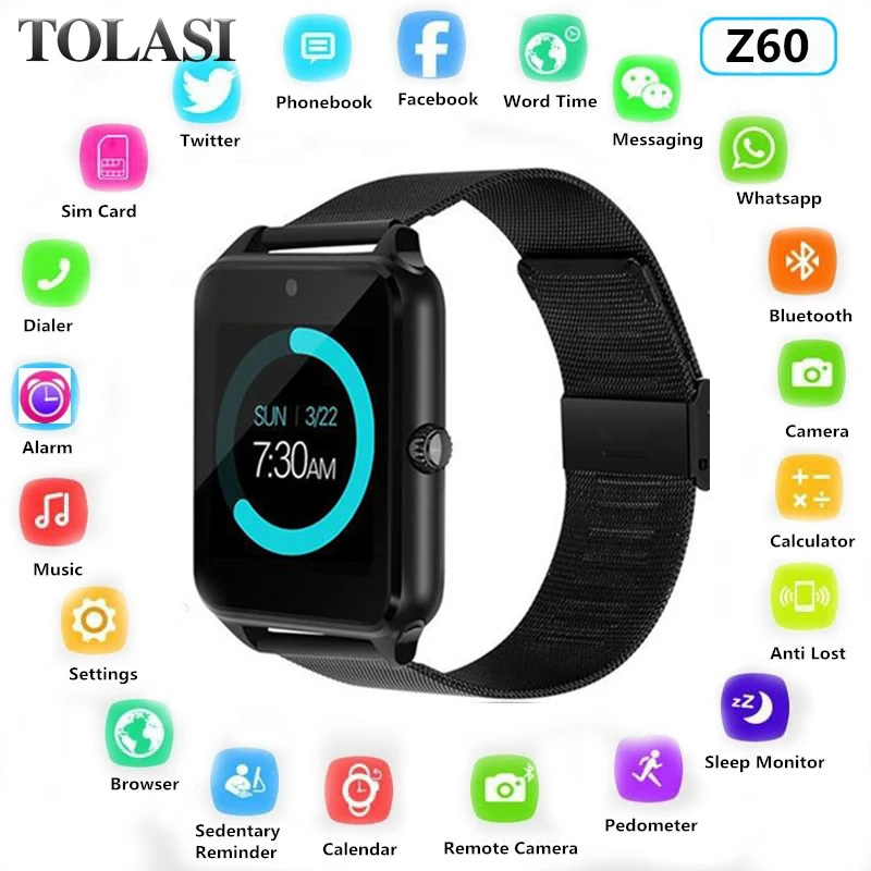 

Z60 Smart Watch GT08 Plus Metal Clock With Sim Card Slot Push Message Bluetooth Connectivity Android IOS Phone Smartwatch PK Z90