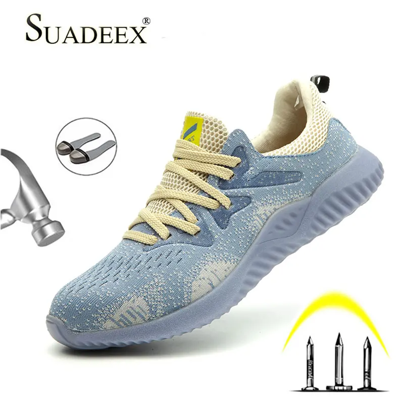 

SUADEEX Safety Shoes Anti-smashing Work Boots Comfortable Steel Toe Indestructible Shoes Working Ankle Boots Anti-slippery
