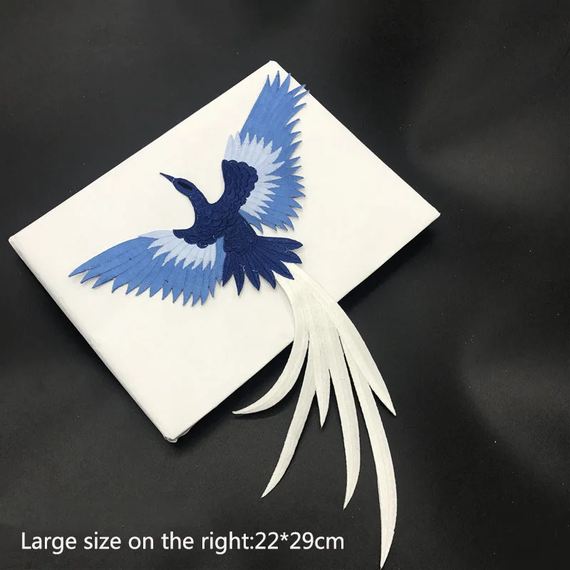 1 шт. комбинированная вышивка птица кружевная ткань паста ткань Железо на аппликация патч DIY клей Феникс - Цвет: Large right