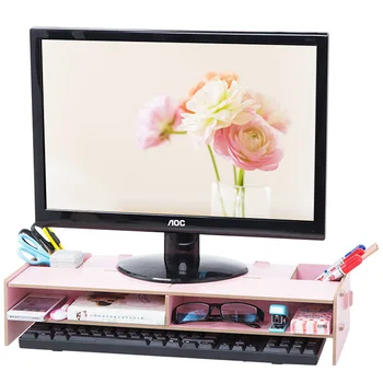 

Wooden TV Heightening Frame Living Room Desktop Storage Rack Creative Bedroom Computer Monitor Shelf