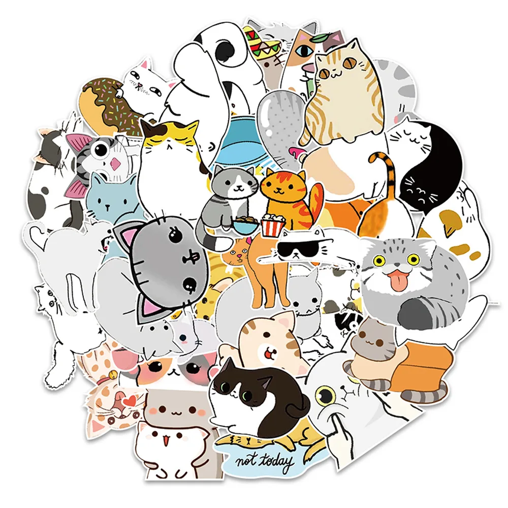 

10/30/50PCS Cute Cartoon Cat Creative Fun Children Decoration Graffiti Suitcase Laptop Phone Case Waterproof Sticker Wholesale