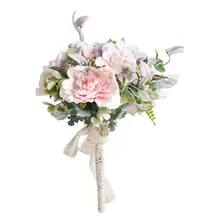 Европейский пасторальный свадебный букет, романтические искусственные цветы, искусственные ягоды, листья, День Святого Валентина, вечерние украшения для церкви