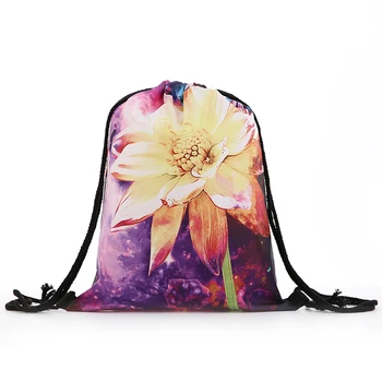 

backpack drawstring Oil Painting BAGS drawstring fashion printing travel softback men bags unisex Women's shoulder Flower new