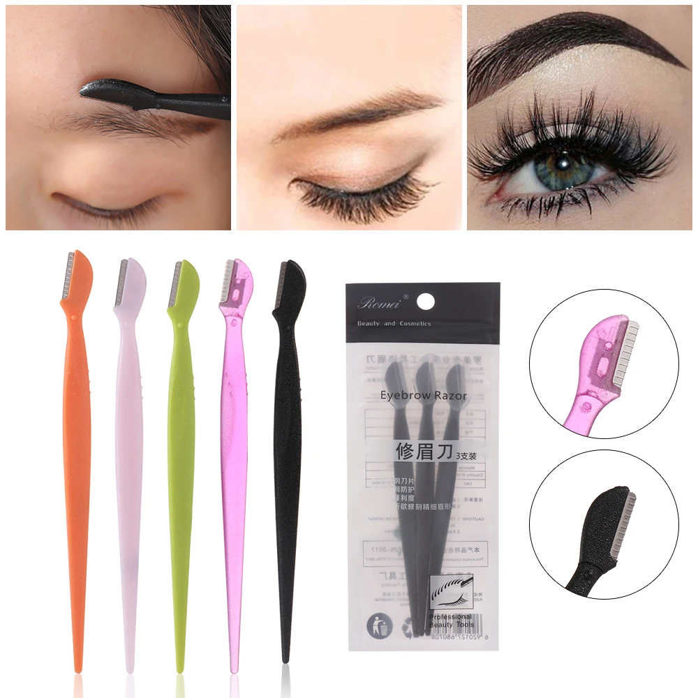 

1/3PC ABS Plastic Handle Lip Eyebrow Razor Knife Tweezer Safe Shaper Shaver Blade Tweezer Hair Remover Trimmer Face Makeup Tool