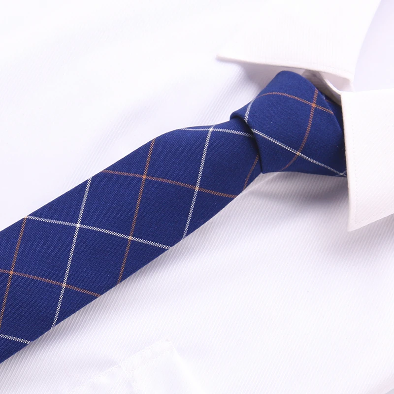 New Formal Ties Fashion 6cm Skinny Cotton Tie Plaid Striped Solid Necktie 64 Style Men's Business Wedding Leisure Neck Tie
