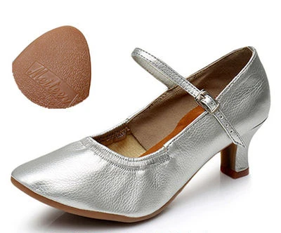 Silver Outdoor 5cm Женские туфли для латинских танцев, женские туфли Танго, современные туфли для сальсы для бальных танцев на среднем каблуке, женская обувь, современные танцевальные кроссовки на каблуке, атласная мягкая основа из - Цвет: Silver Outdoor 5cm