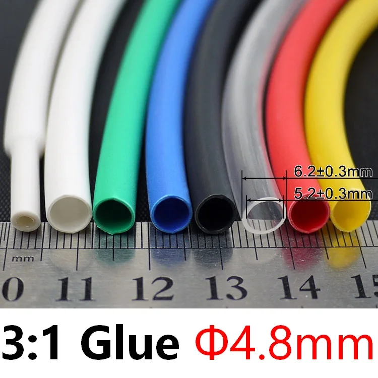 Tubo termorretráctil de 4,8mm de diámetro, relación 3:1, pegamento grueso de pared Dual, envoltura de Cable impermeable, Cable con revestimiento adhesivo aislado, Slveeve