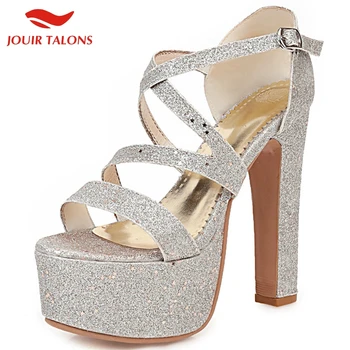 

JOUIR TALONS High Quality Platform Sexy Extreme High Heels Big Size 48 Party Wedding Summer Sandals Women Shoes